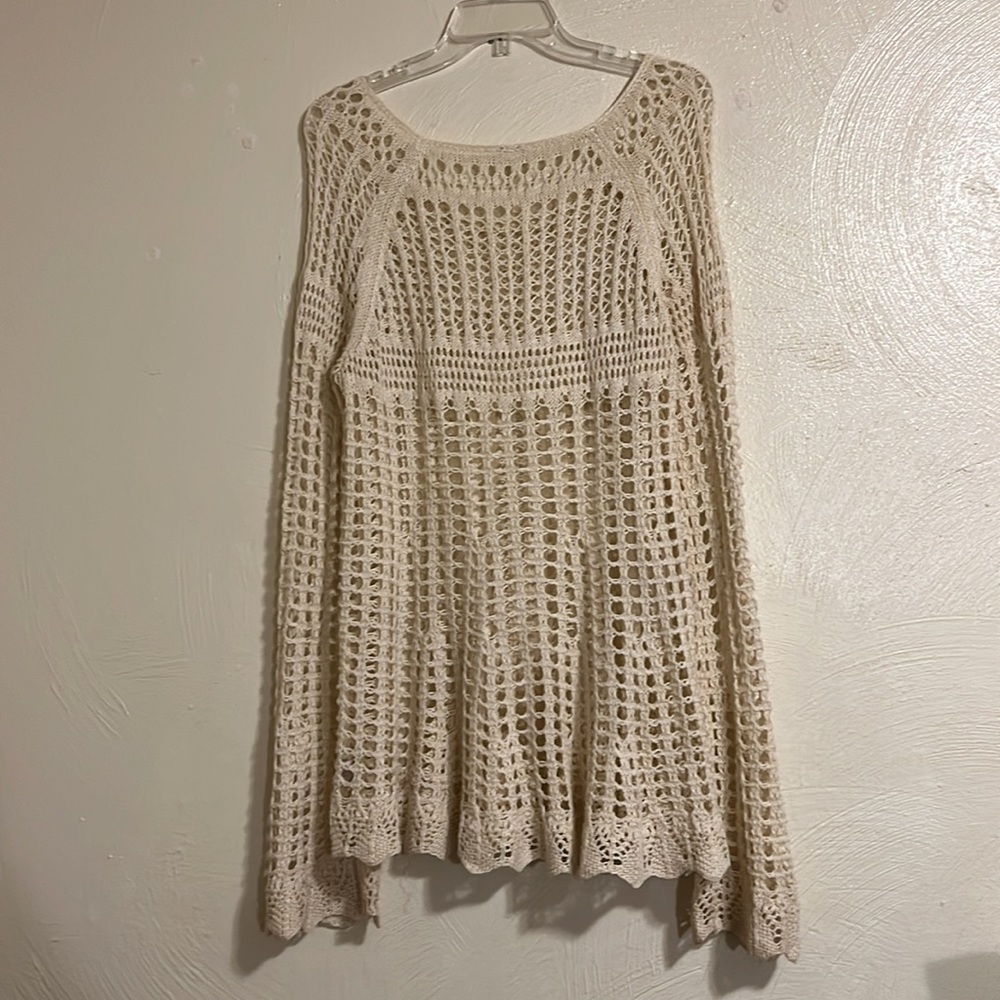 Free People | Cream Open Knit Crochet Top | Medium